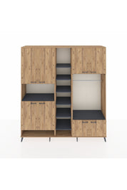 Hyperion Dolap 18 Raflı 8 Kapaklı Tek Askılı 220x44x243 Çam-Çam/Antrasit