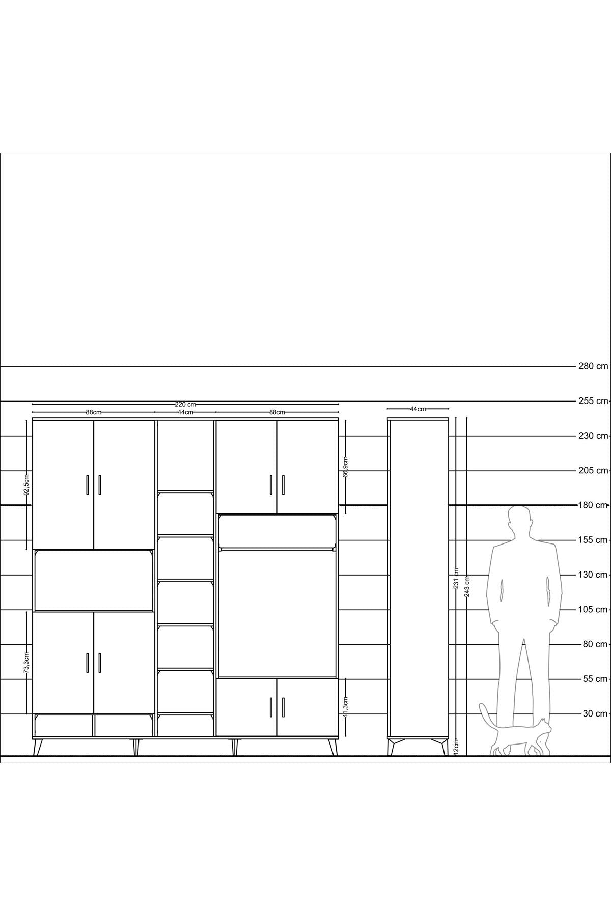 Hyperion Dolap 18 Raflı 8 Kapaklı Tek Askılı 220x44x243 - S553M025V19B