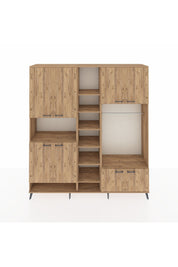 Hyperion Dolap 18 Raflı 8 Kapaklı Tek Askılı 220x44x243 Çam-Çam/Çam