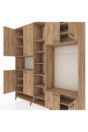 Hyperion Dolap 18 Raflı 8 Kapaklı Tek Askılı 220x44x243 Çam-Çam/Çam