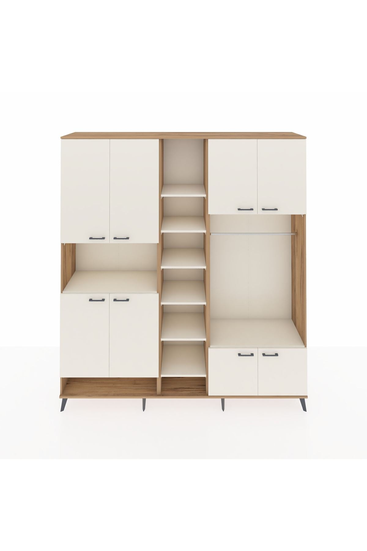 Hyperion Dolap 18 Raflı 8 Kapaklı Tek Askılı 220x44x243 Çam-Aytaşı/Aytaşı