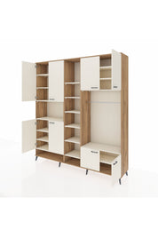 Hyperion Dolap 18 Raflı 8 Kapaklı Tek Askılı 220x44x243 Çam-Aytaşı/Aytaşı