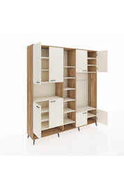 Hyperion Dolap 18 Raflı 8 Kapaklı Tek Askılı 220x44x243 Çam-Aytaşı/Aytaşı