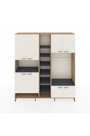 Hyperion Dolap 18 Raflı 8 Kapaklı Tek Askılı 220x44x243 Çam-Aytaşı/Antrasit