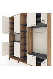 Hyperion Dolap 18 Raflı 8 Kapaklı Tek Askılı 220x44x243 Çam-Aytaşı/Antrasit