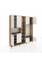 Hyperion Dolap 18 Raflı 8 Kapaklı Tek Askılı 220x44x243 Çam-Aytaşı/Antrasit