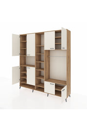 Hyperion Dolap 18 Raflı 8 Kapaklı Tek Askılı 220x44x243 Çam-Aytaşı/Çam