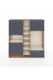 Hyperion Dolap 18 Raflı 8 Kapaklı Tek Askılı 220x44x243 Çam-Antrasit/Aytaşı