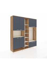 Hyperion Dolap 18 Raflı 8 Kapaklı Tek Askılı 220x44x243 Çam-Antrasit/Aytaşı