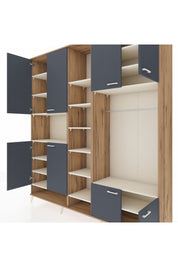 Hyperion Dolap 18 Raflı 8 Kapaklı Tek Askılı 220x44x243 Çam-Antrasit/Aytaşı