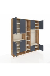 Hyperion Dolap 18 Raflı 8 Kapaklı Tek Askılı 220x44x243 Çam-Antrasit/Aytaşı