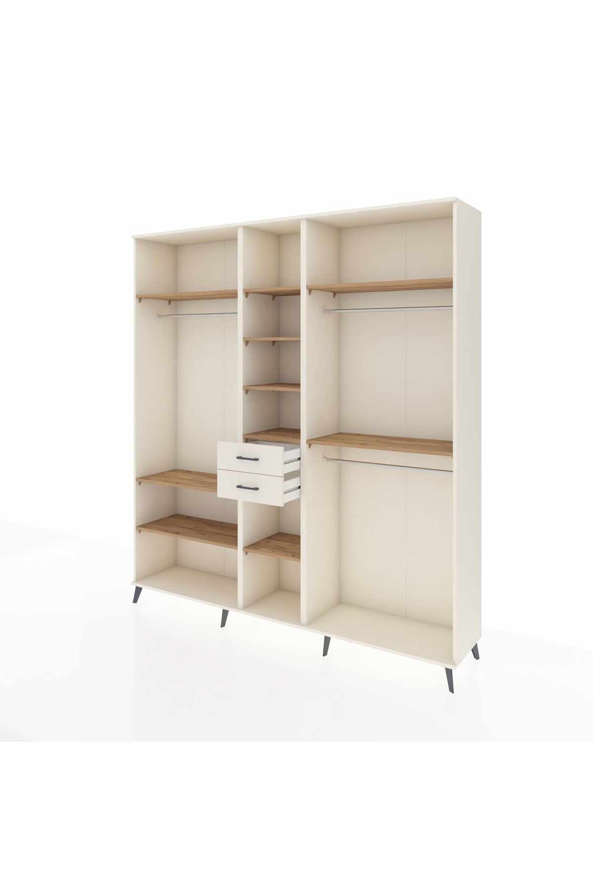 Hyperion Dolap 10 Raflı 2 Çekmeceli 3 Askılı 220x44x243 Aytaşı-Çam/Aytaşı