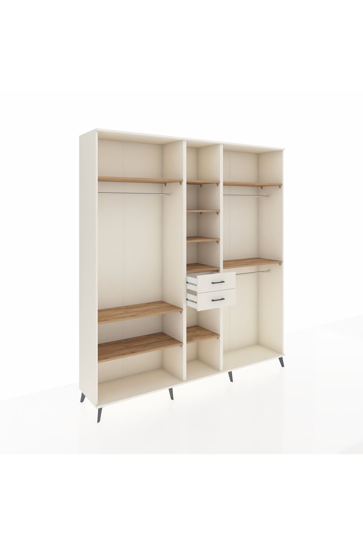 Hyperion Dolap 10 Raflı 2 Çekmeceli 3 Askılı 220x44x243 Aytaşı-Çam/Aytaşı