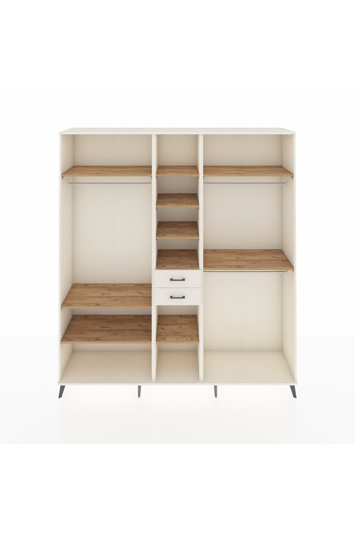 Hyperion Dolap 10 Raflı 2 Çekmeceli 3 Askılı 220x44x243 Aytaşı-Çam/Aytaşı