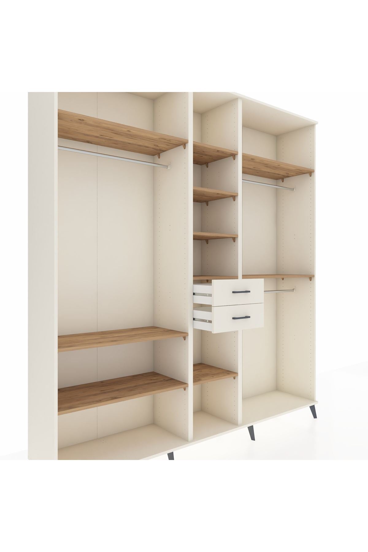 Hyperion Dolap 10 Raflı 2 Çekmeceli 3 Askılı 220x44x243 Aytaşı-Çam/Aytaşı