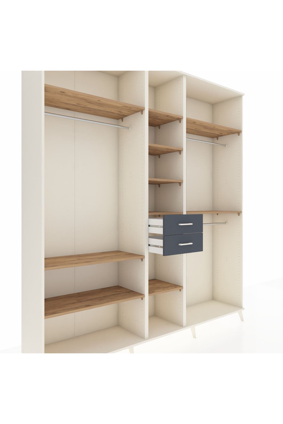 Hyperion Dolap 10 Raflı 2 Çekmeceli 3 Askılı 220x44x243 Aytaşı-Çam/Antrasit