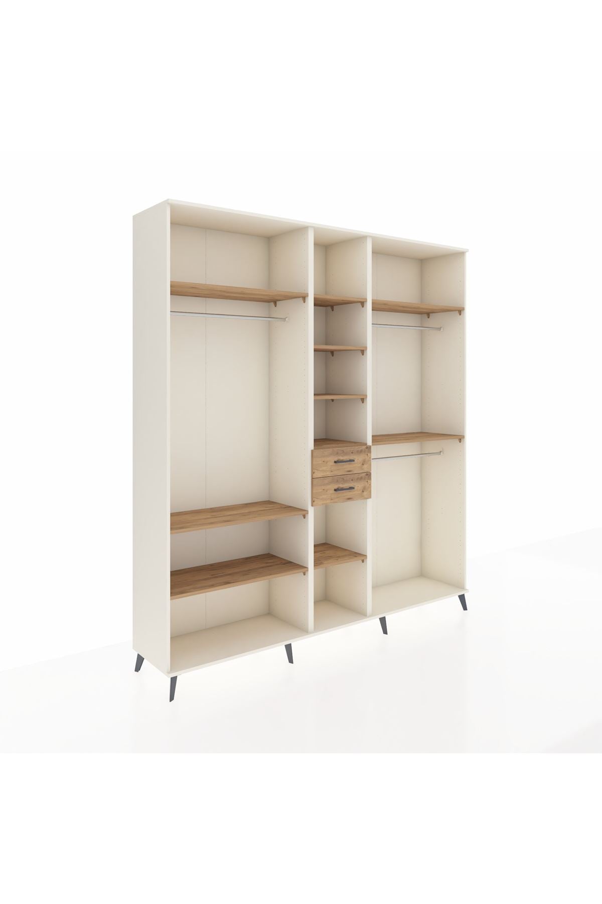 Hyperion Dolap 10 Raflı 2 Çekmeceli 3 Askılı 220x44x243 Aytaşı-Çam/Çam