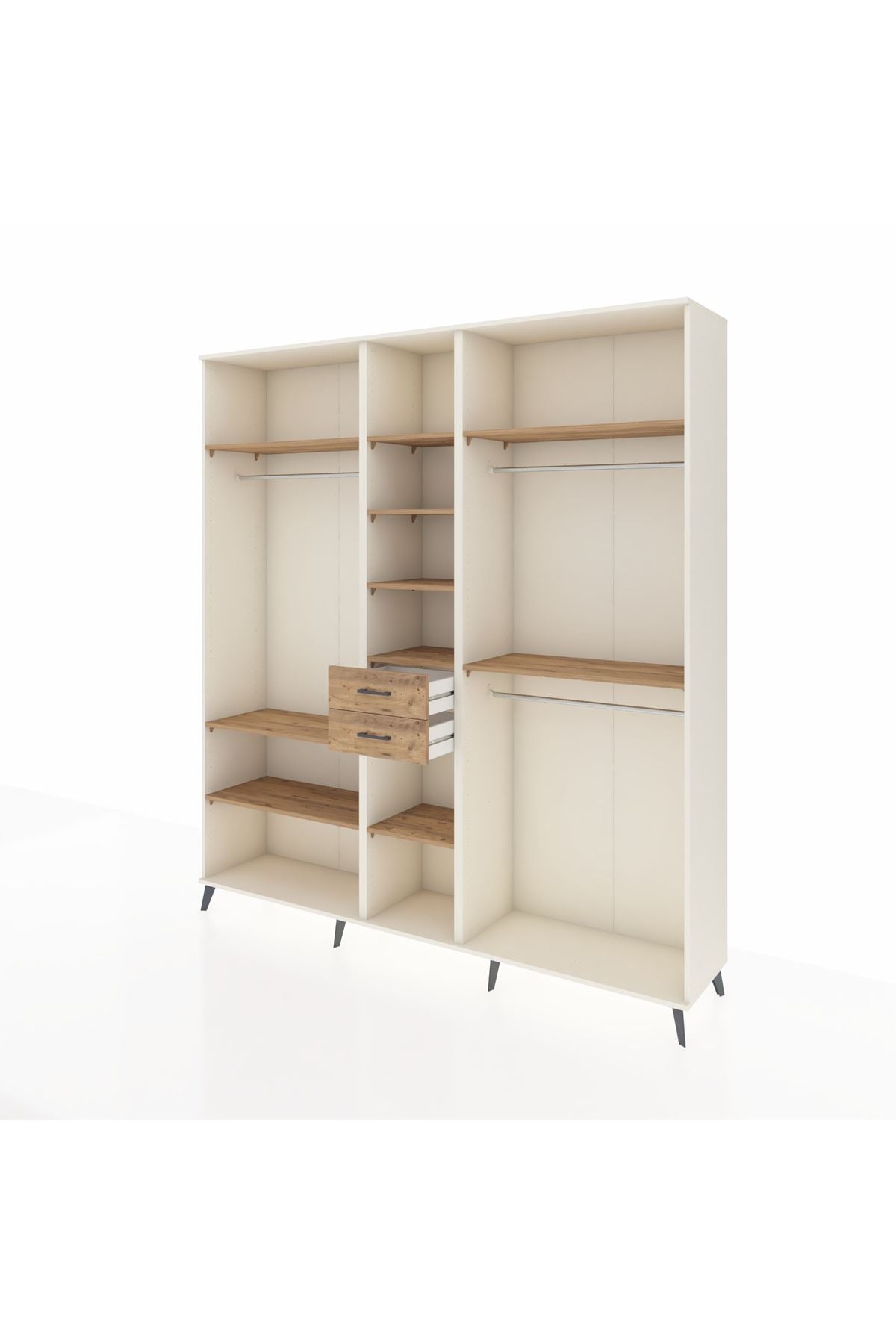 Hyperion Dolap 10 Raflı 2 Çekmeceli 3 Askılı 220x44x243 Aytaşı-Çam/Çam