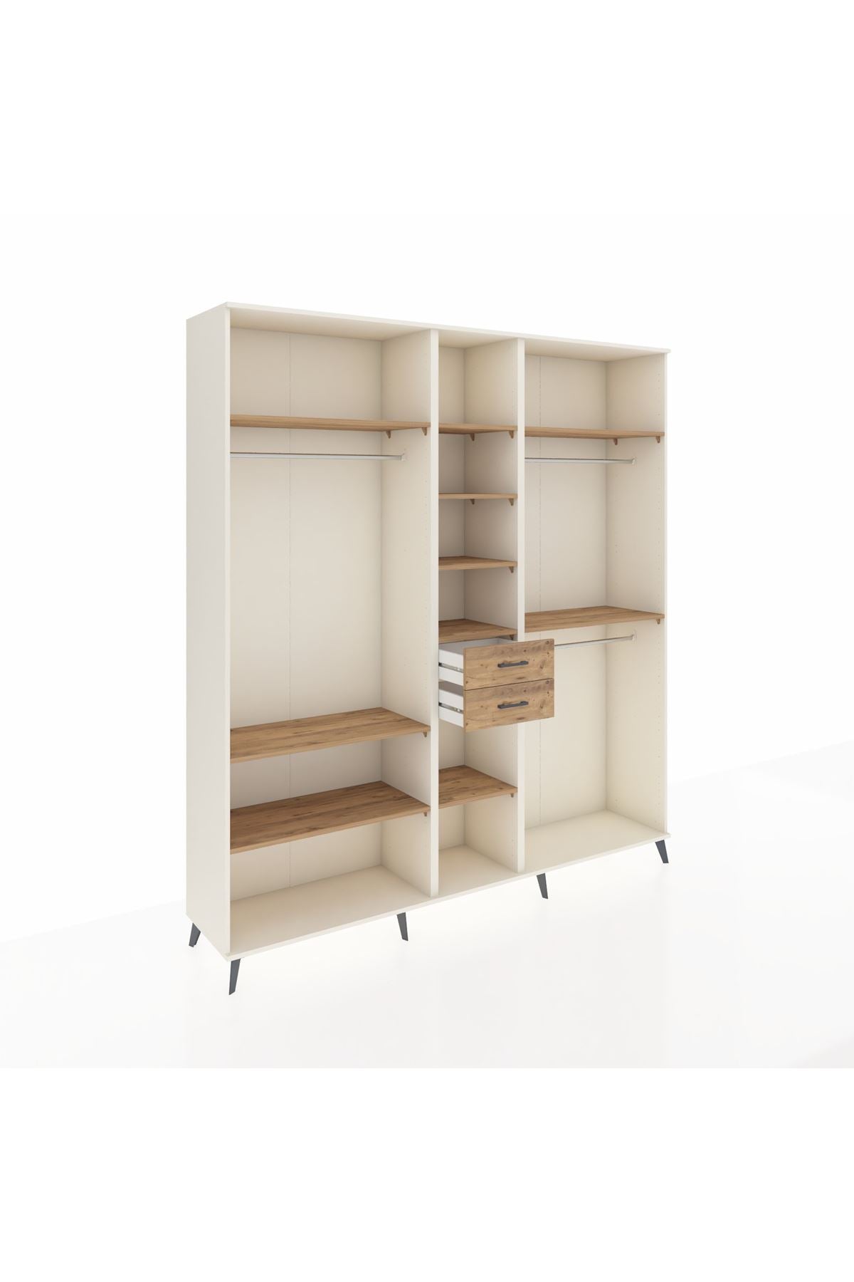 Hyperion Dolap 10 Raflı 2 Çekmeceli 3 Askılı 220x44x243 Aytaşı-Çam/Çam