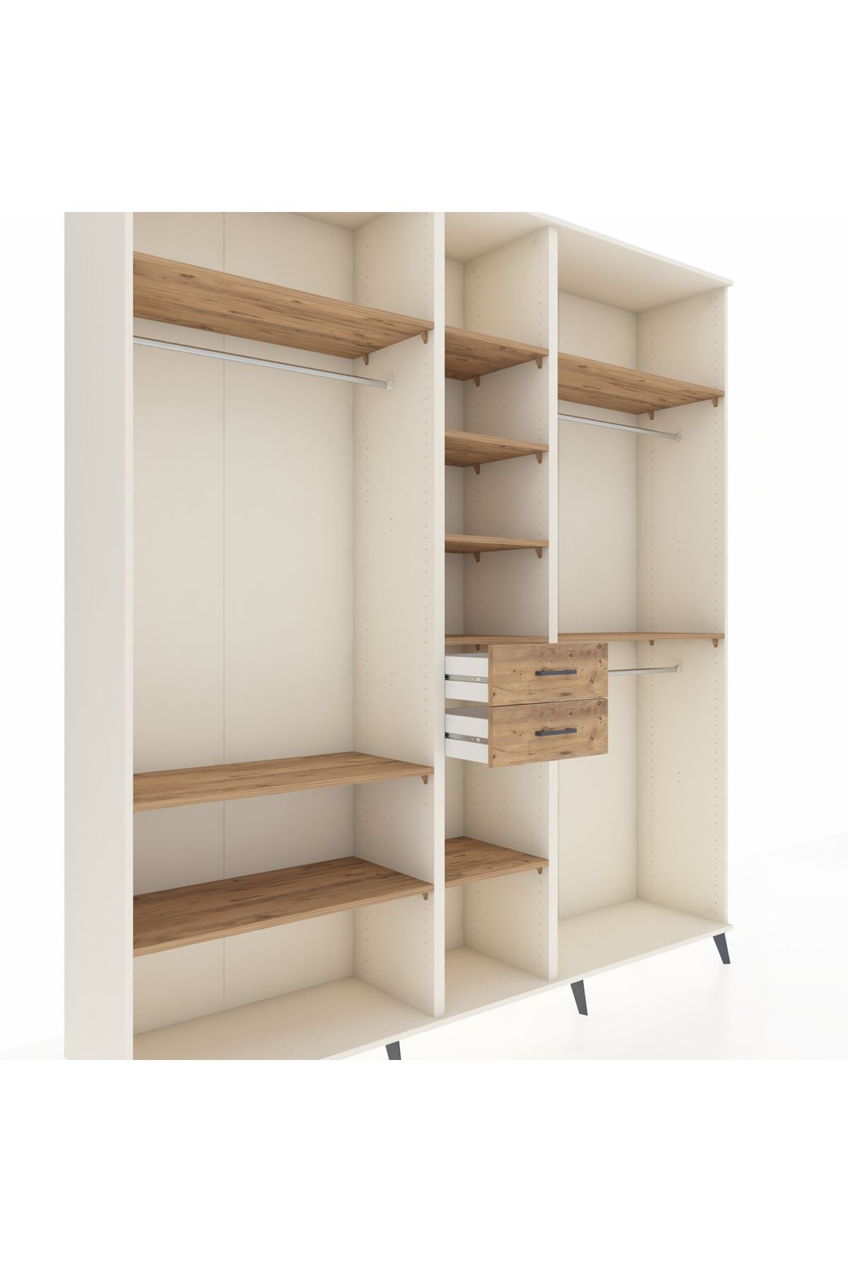 Hyperion Dolap 10 Raflı 2 Çekmeceli 3 Askılı 220x44x243 Aytaşı-Çam/Çam