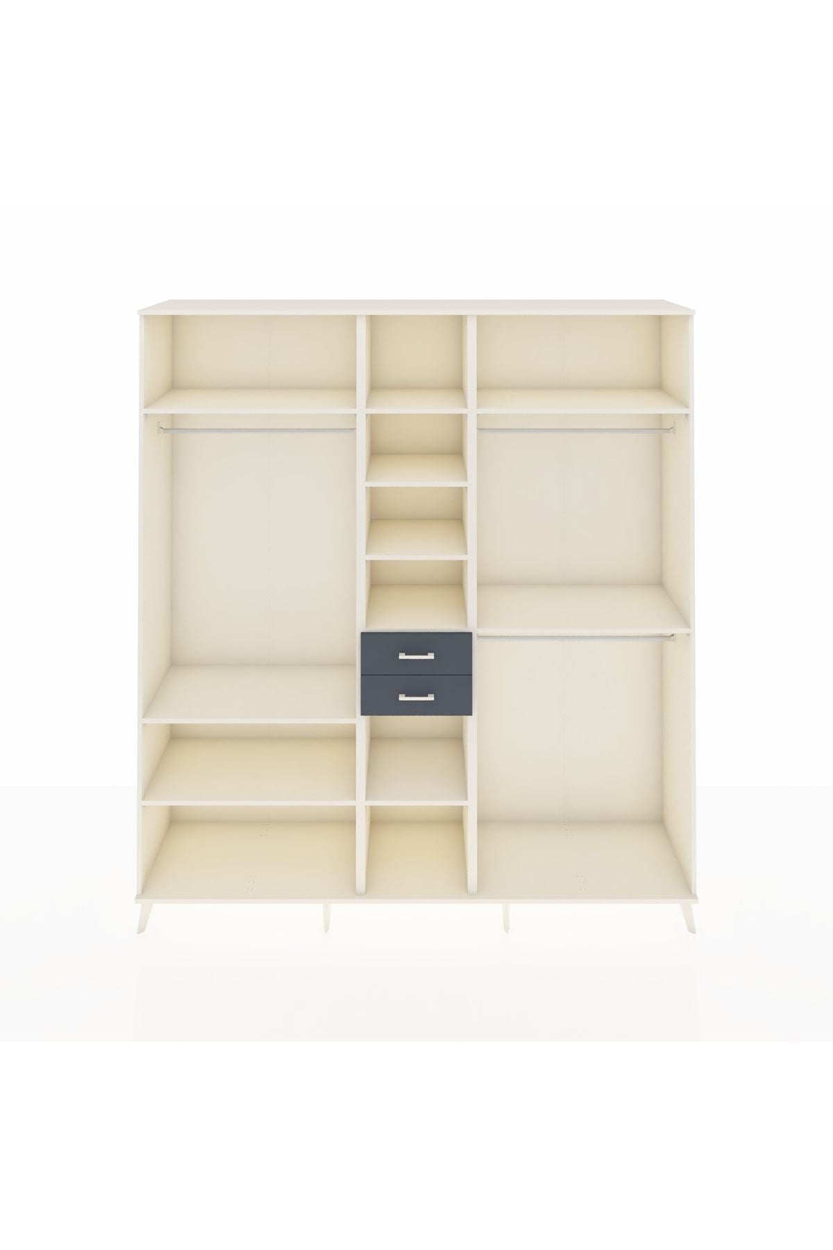 Hyperion Dolap 10 Raflı 2 Çekmeceli 3 Askılı 220x44x243 Aytaşı-Aytaşı/Antrasit