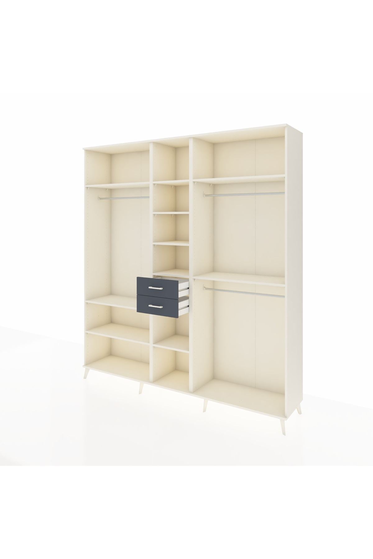 Hyperion Dolap 10 Raflı 2 Çekmeceli 3 Askılı 220x44x243 Aytaşı-Aytaşı/Antrasit