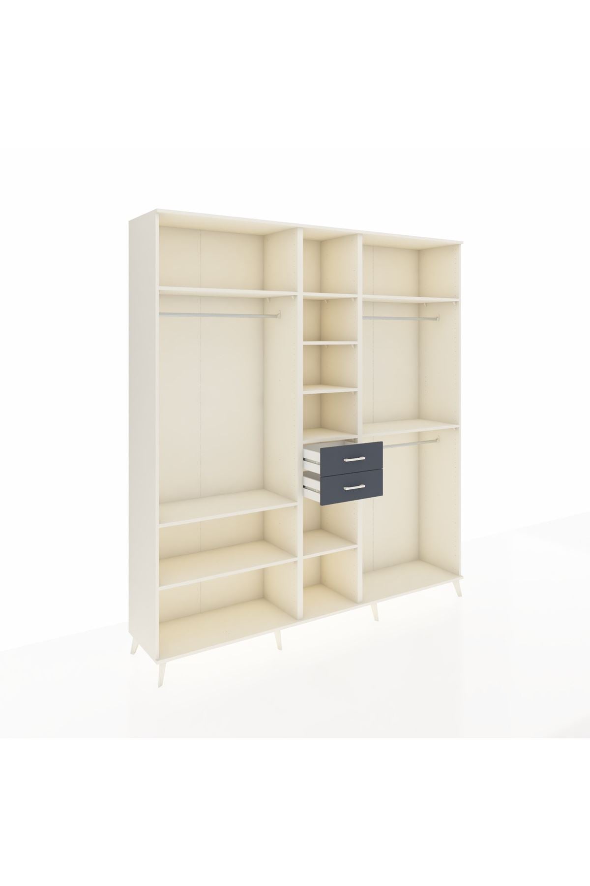 Hyperion Dolap 10 Raflı 2 Çekmeceli 3 Askılı 220x44x243 Aytaşı-Aytaşı/Antrasit