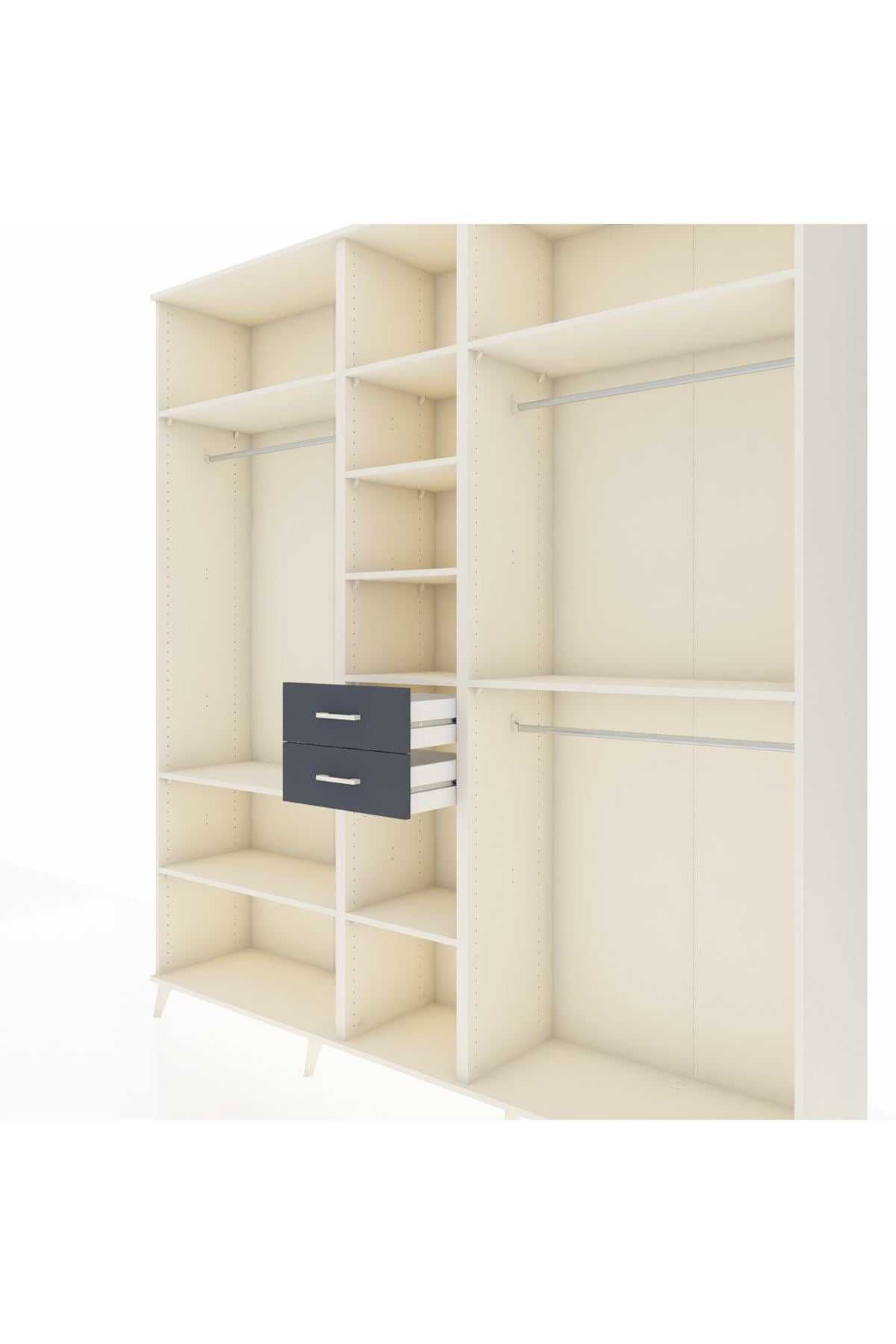 Hyperion Dolap 10 Raflı 2 Çekmeceli 3 Askılı 220x44x243 Aytaşı-Aytaşı/Antrasit