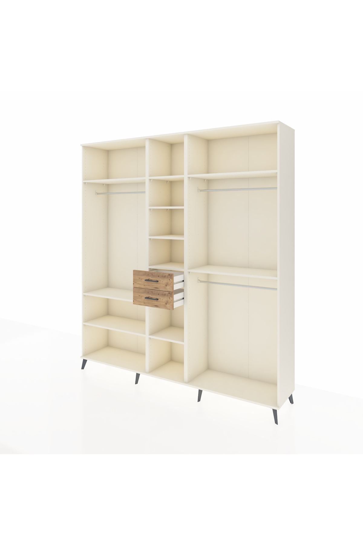 Hyperion Dolap 10 Raflı 2 Çekmeceli 3 Askılı 220x44x243 Aytaşı-Aytaşı/Çam