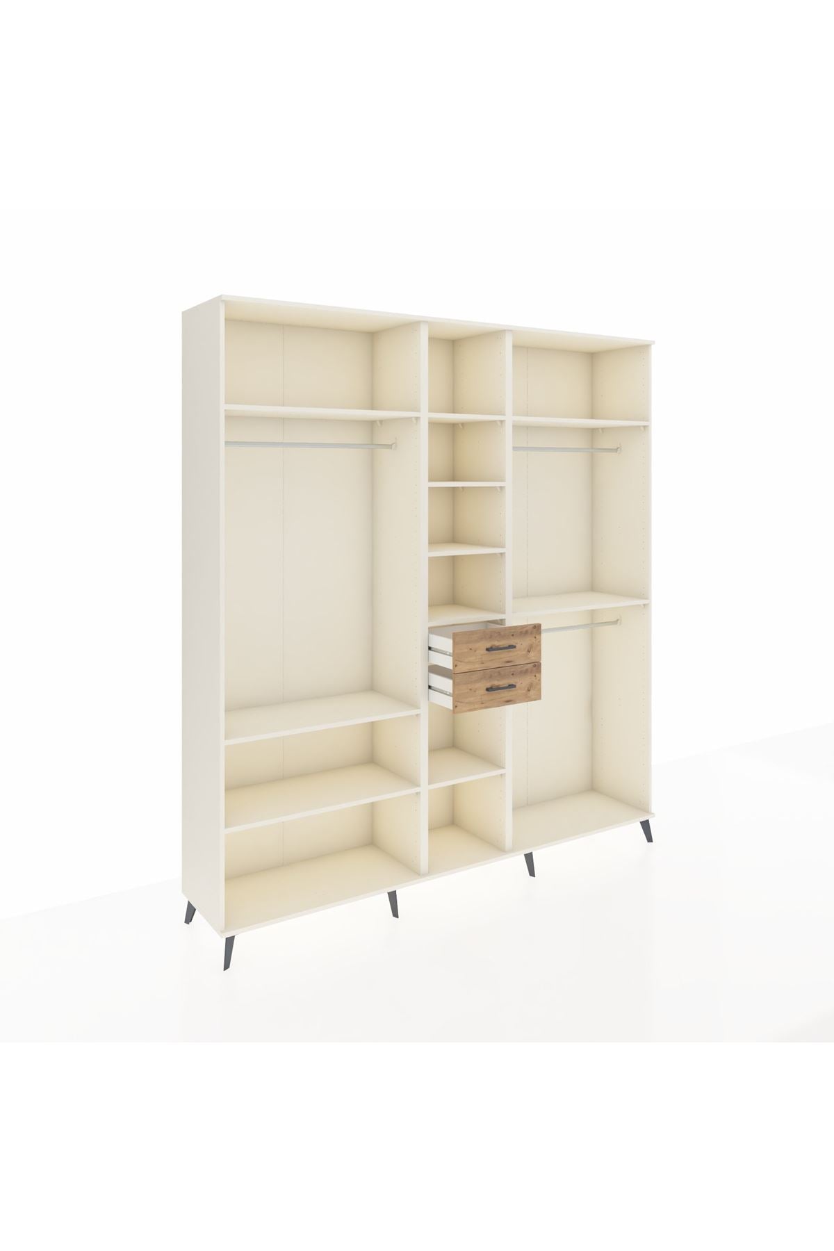 Hyperion Dolap 10 Raflı 2 Çekmeceli 3 Askılı 220x44x243 Aytaşı-Aytaşı/Çam