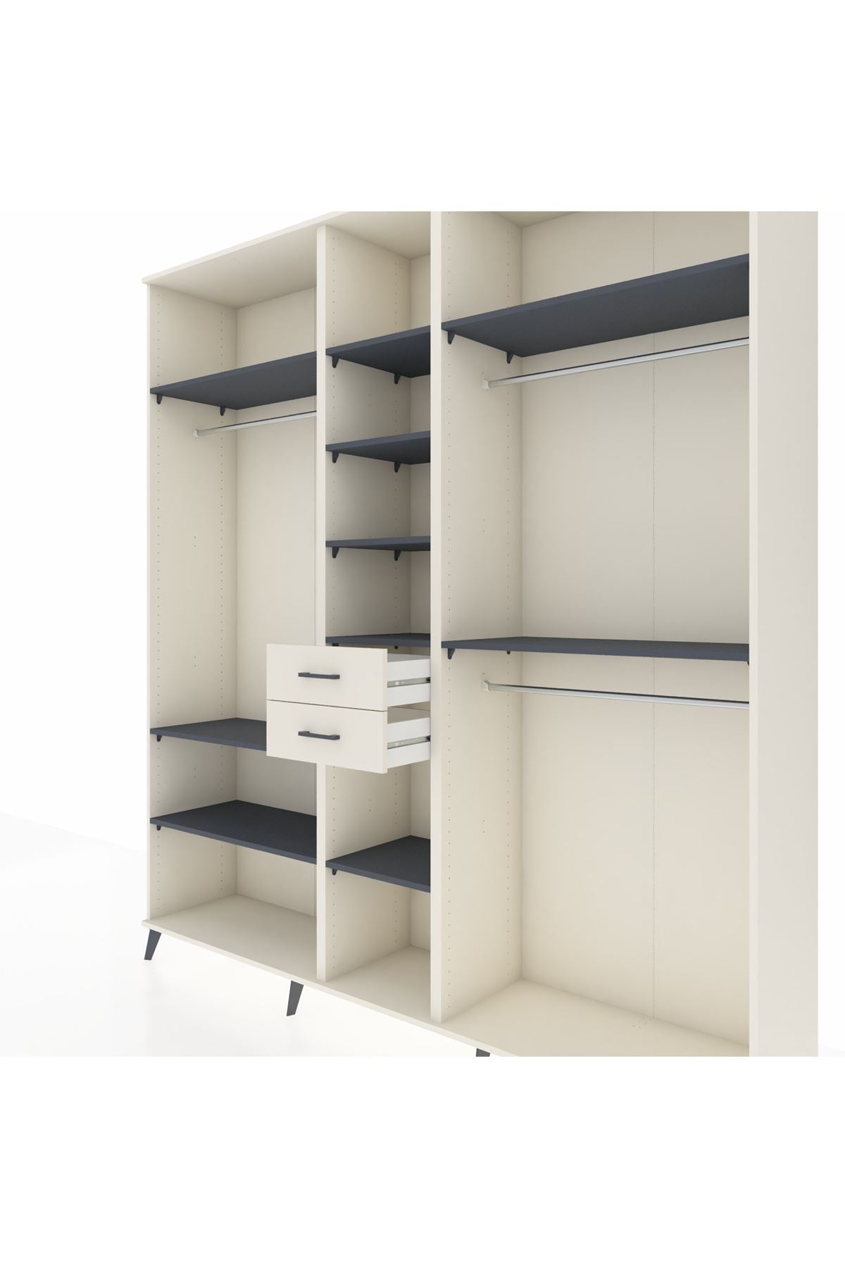 Hyperion Dolap 10 Raflı 2 Çekmeceli 3 Askılı 220x44x243 Aytaşı-Antrasit/Aytaşı