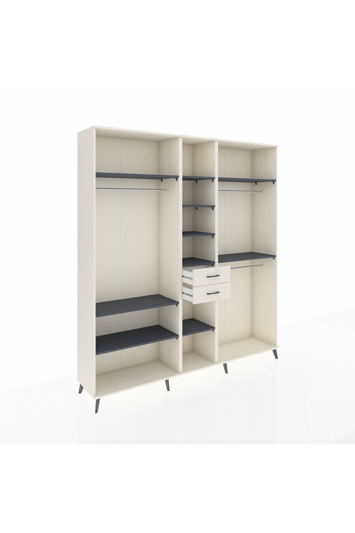 Hyperion Dolap 10 Raflı 2 Çekmeceli 3 Askılı 220x44x243 Aytaşı-Antrasit/Aytaşı