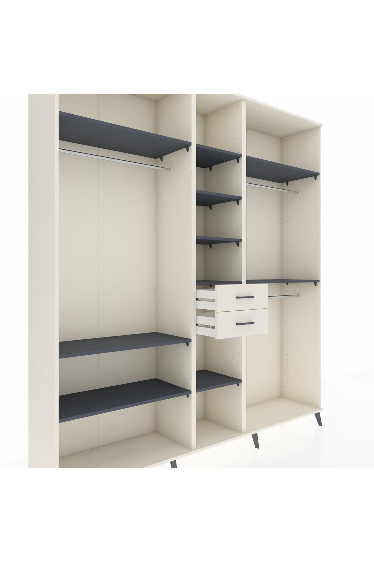 Hyperion Dolap 10 Raflı 2 Çekmeceli 3 Askılı 220x44x243 Aytaşı-Antrasit/Aytaşı
