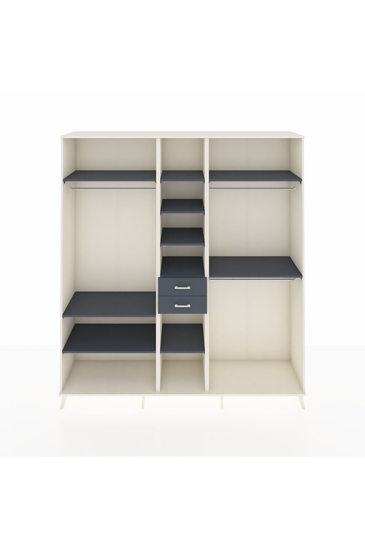 Hyperion Dolap 10 Raflı 2 Çekmeceli 3 Askılı 220x44x243 Aytaşı-Antrasit/Antrasit