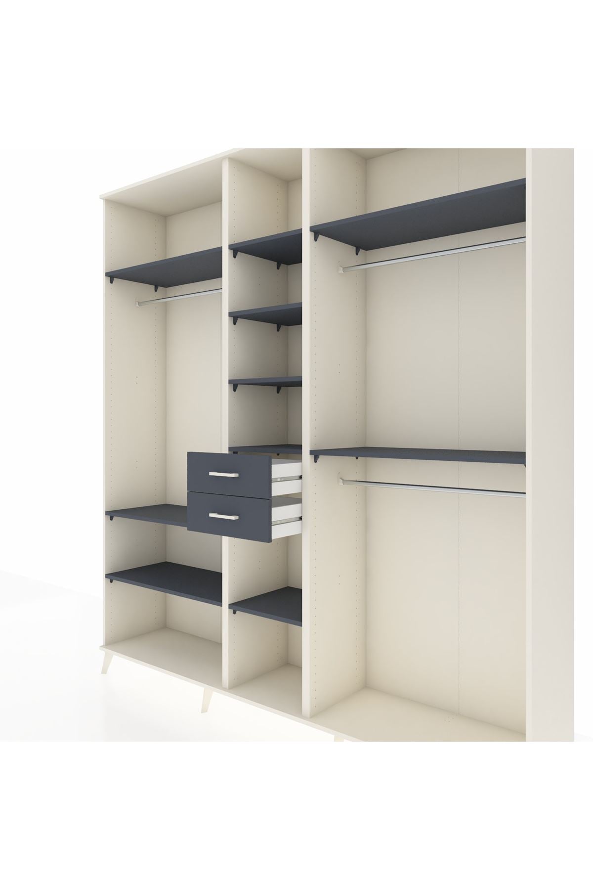 Hyperion Dolap 10 Raflı 2 Çekmeceli 3 Askılı 220x44x243 Aytaşı-Antrasit/Antrasit