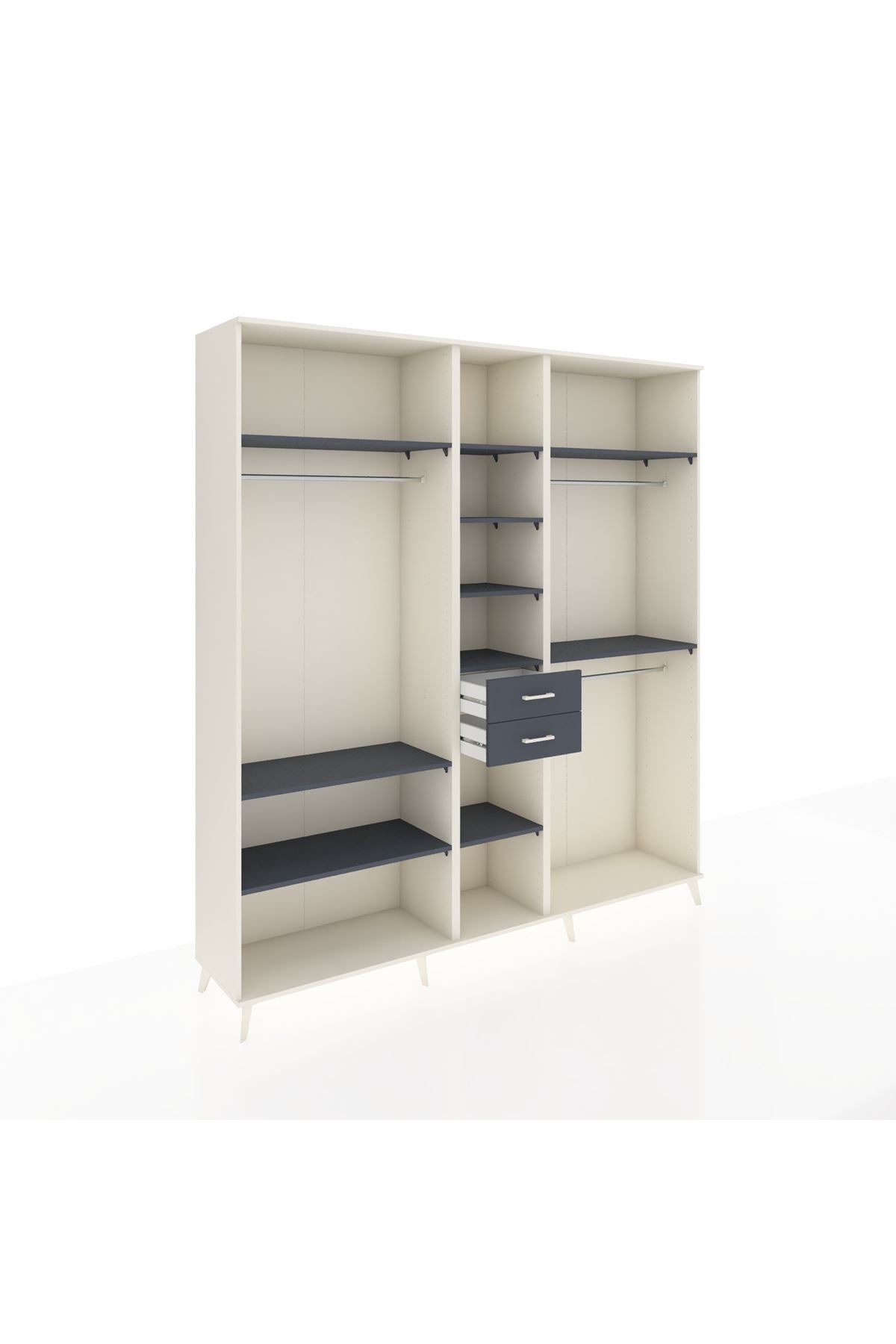 Hyperion Dolap 10 Raflı 2 Çekmeceli 3 Askılı 220x44x243 Aytaşı-Antrasit/Antrasit