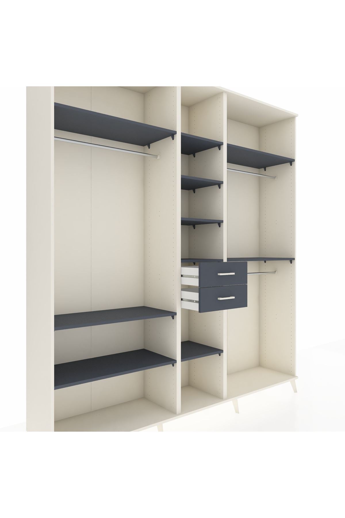 Hyperion Dolap 10 Raflı 2 Çekmeceli 3 Askılı 220x44x243 Aytaşı-Antrasit/Antrasit