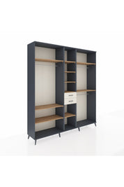 Hyperion Dolap 10 Raflı 2 Çekmeceli 3 Askılı 220x44x243 Antrasit-Çam/Aytaşı