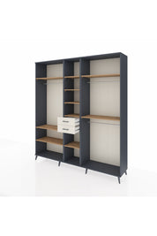 Hyperion Dolap 10 Raflı 2 Çekmeceli 3 Askılı 220x44x243 Antrasit-Çam/Aytaşı