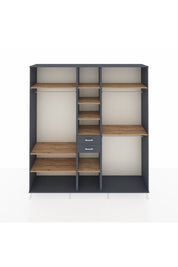 Hyperion Dolap 10 Raflı 2 Çekmeceli 3 Askılı 220x44x243 Antrasit-Çam/Antrasit