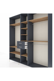 Hyperion Dolap 10 Raflı 2 Çekmeceli 3 Askılı 220x44x243 Antrasit-Çam/Antrasit