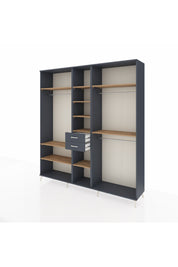 Hyperion Dolap 10 Raflı 2 Çekmeceli 3 Askılı 220x44x243 Antrasit-Çam/Antrasit