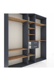 Hyperion Dolap 10 Raflı 2 Çekmeceli 3 Askılı 220x44x243 Antrasit-Çam/Antrasit