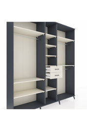 Hyperion Dolap 10 Raflı 2 Çekmeceli 3 Askılı 220x44x243 Antrasit-Aytaşı/Aytaşı