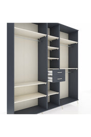 Hyperion Dolap 10 Raflı 2 Çekmeceli 3 Askılı 220x44x243 Antrasit-Aytaşı/Antrasit