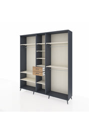 Hyperion Dolap 10 Raflı 2 Çekmeceli 3 Askılı 220x44x243 Antrasit-Aytaşı/Çam