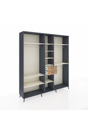 Hyperion Dolap 10 Raflı 2 Çekmeceli 3 Askılı 220x44x243 Antrasit-Aytaşı/Çam
