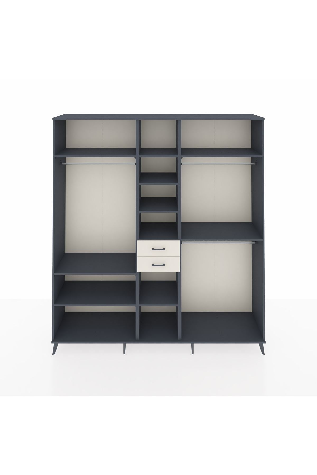 Hyperion Dolap 10 Raflı 2 Çekmeceli 3 Askılı 220x44x243 Antrasit-Antrasit/Aytaşı