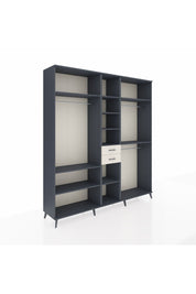 Hyperion Dolap 10 Raflı 2 Çekmeceli 3 Askılı 220x44x243 Antrasit-Antrasit/Aytaşı