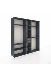 Hyperion Dolap 10 Raflı 2 Çekmeceli 3 Askılı 220x44x243 Antrasit-Antrasit/Antrasit